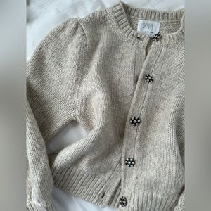 Zara Sweater Cardigan Sparkling Button Kid Size 11/12 equivalent to Size S